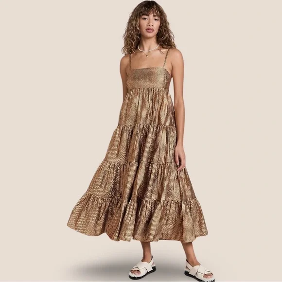 scotch and soda metallic dress SCOTCH & SODA Long Sleeve Metallic Maxi Dress